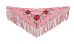 Pink Embroidered Small Shawl with 3 Large Red Roses 90.909€ #50759M2RSRJ
